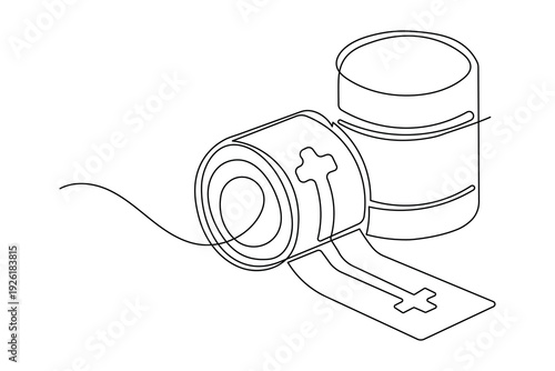 Medical bandage icon single line art minimalist design isolated outline tape illustration