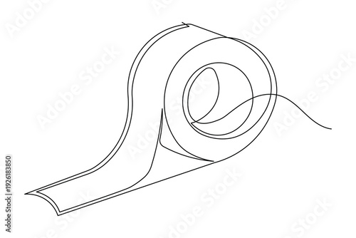 Minimalist medical tape continuous line drawing simple health outline isolated art design