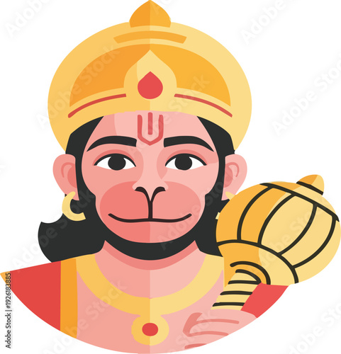 Hanuman Cartoon Character Illustration.
