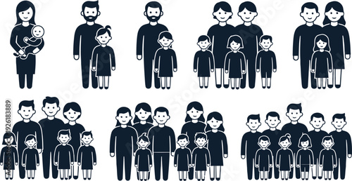 Family icon set in minimalist style