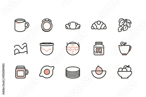 Breakfast Morning Food Icon Set