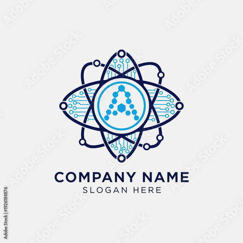 Stylized Atom Logo Design Element.