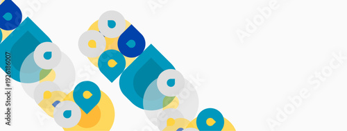 Abstract graphic design features repeating colorful shapes. Letters form word, diagonal arrangement, simple aesthetic.