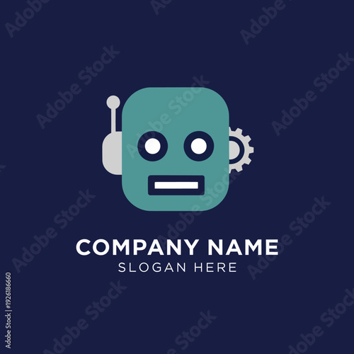 Robot Icon with Antenna and Gear.