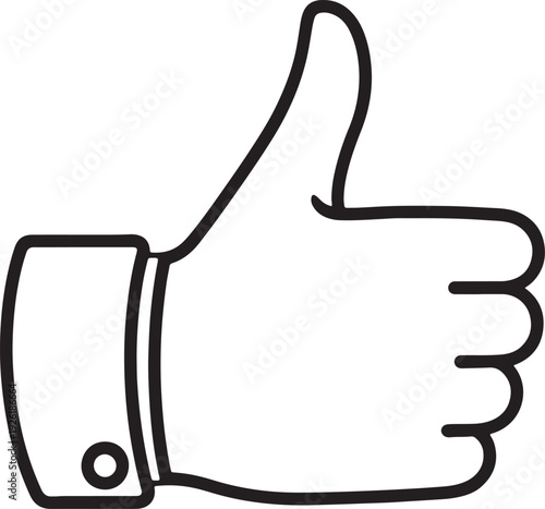 Fotografie Black outline of a hand giving a thumbs up gesture with a button detail on the c