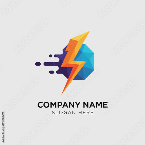 Lightning Bolt Logo Design Element.