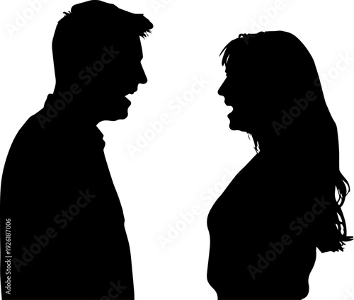 Man and woman arguing silhouette vector illustration