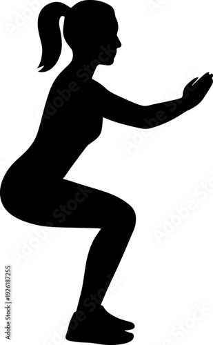 Black Silhouette of Woman Performing Squat Exercise