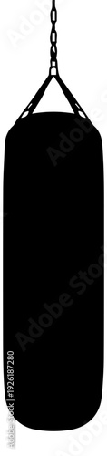 Black Silhouette Punching Bag Vector Icon for Boxing and Fitness Training