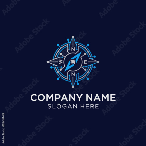 Stylized Compass Logo Design Template.