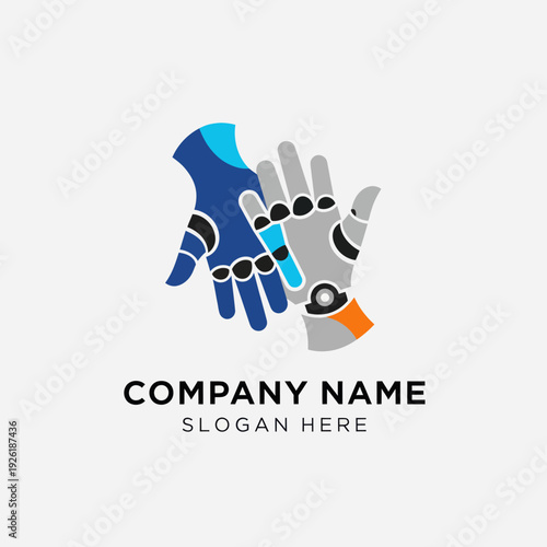 Robot Hand Reaching Human Hand Illustration.