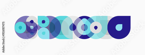 Abstract graphic design featuring overlapping circles. Purple, blue, teal hues create dynamic visual pattern. Modern, minimalist aesthetic.