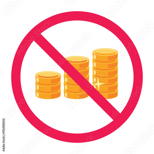 No financial growth sign, financial growth stagnation, no return on investment, no revenue growth, vector illustration