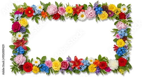 Rectangular Floral Border With Diverse Blooms flower