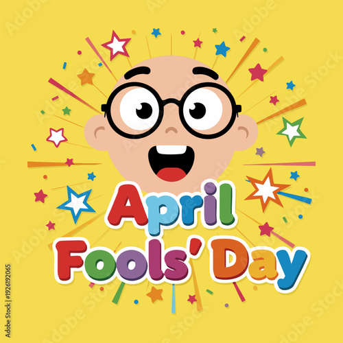 Fun April Fools Day Typography Design with Festive Decorations.