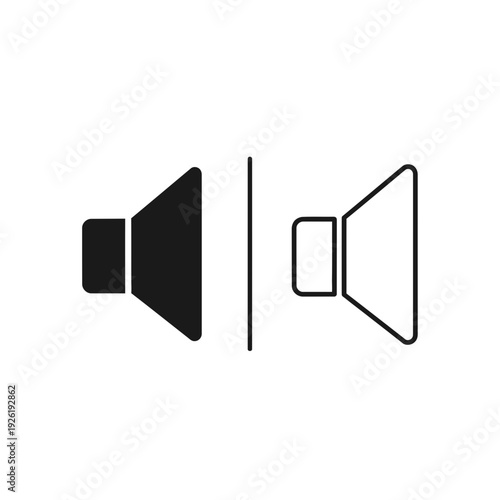 Volume Control Icon: Solid Black Speaker vs. Outline, Representing Sound Levels or Mute Functionality
