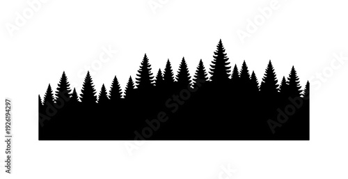 Silhouette of dense forest with tall trees against clear sky