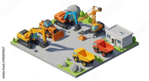 Construction Site with Heavy Machinery.