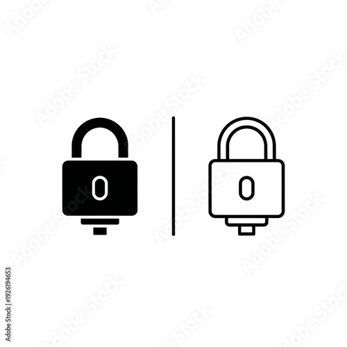 Padlock icons in solid and outline styles, representing security, privacy, access, and protection.
