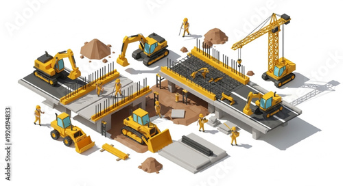 Construction Site with Heavy Machinery.