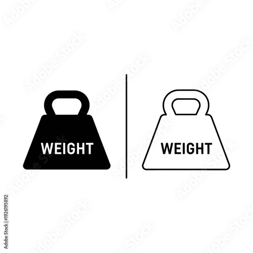 Gym Kettlebell Weight Icon for Fitness Training, Bodybuilding, and Workout Apps, in Solid and Outline Monochrome Vector Formats