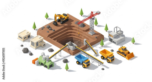 Construction Site with Heavy Machinery.