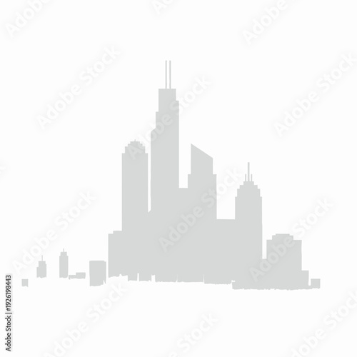 Modern City Skyline Silhouette - Tall Buildings and Skyscrapers