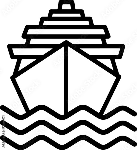 Cruise Ship Silhouette Ocean Travel Icon Vector