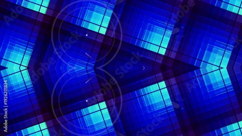 Blue Kaleidoscope Pattern with Windows Design.
