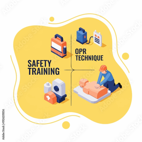 First Aid Training and Safety Procedures Illustration.