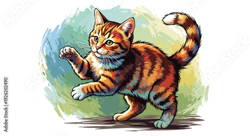 Orange Tabby Cat Running Playfully.