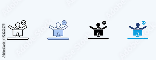 Job Satisfaction Multiple Icon Illustration Vector