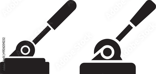 Two lever switch icons in black and white, representing power, control, and selection in electrical or mechanical systems.