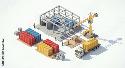 Construction Site with Shipping Containers.