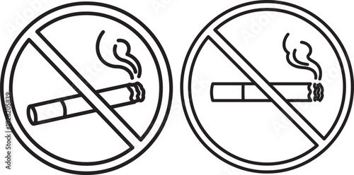 Two no smoking signs with cigarette icons, clearly indicating a prohibition against smoking in public places and promoting a smoke-free environment.