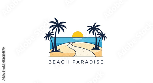 Tropical Beach Paradise with Palm Trees and Ocean View