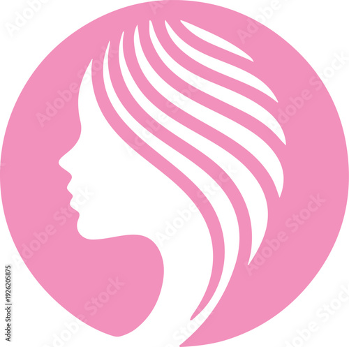 Vector illustration of a stylish girl portrait in profile with beauty and fashion design elements