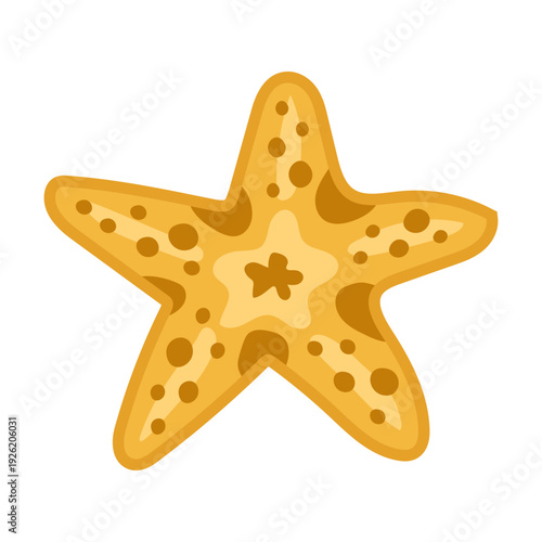 Yellow Starfish Marine Animal in Flat Ocean Illustration