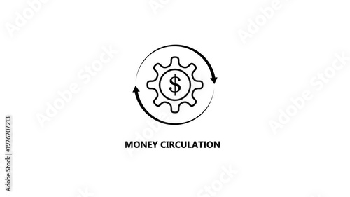 Animated Gear with Dollar Sign Symbolizing Money Circulation and Financial Flow