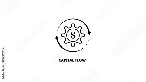 Animated Gear with Dollar Sign Symbolizing Capital Flow and Financial Growth