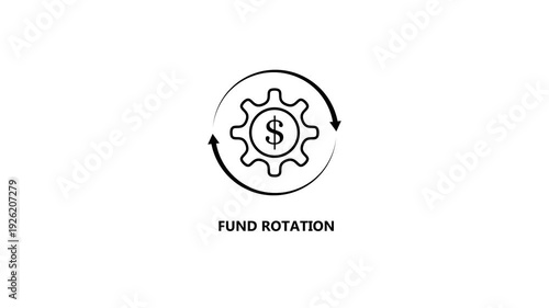 Animated Gear with Dollar Sign Symbolizing Financial Fund Rotation Concept