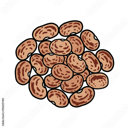 Handful of speckled brown pinto beans on an isolated transparent background ( include cut-out PNG file )