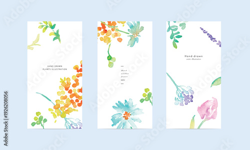 水彩画。水彩タッチの春の花束イラストセット背景。春のベクターイラストテンプレート。
Watercolor painting. Watercolor spring bouquet illustration set background. Spring vector illustration template.