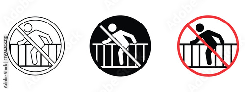No Climbing Fence Icon, Editable Vector Graphics Featuring Warning Sign, Unauthorized Access Prohibition