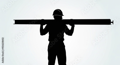 Construction Worker Silhouette with Pipe.