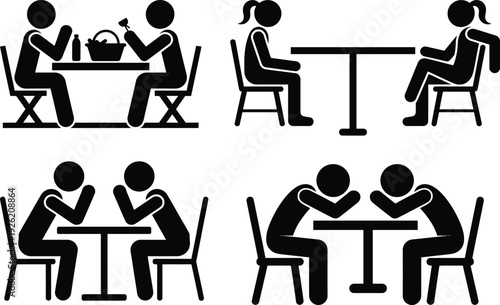 Illustration depicting various social interactions and dynamics at a table