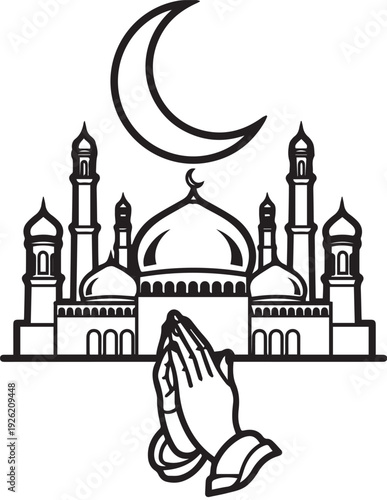 A detailed Taj Mahal vector illustration capturing the iconic monument in India as a symbolic mosque and temple with an elegant dome and silhouette design for travel and architecture art