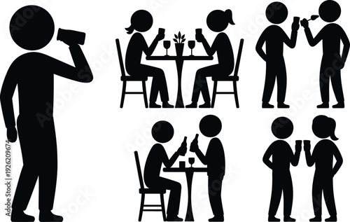 A variety of social activities depicted through simple silhouettes of people