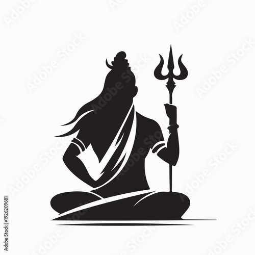 Divine Lord Shiva Meditation Symbol Logo Vector On White Background