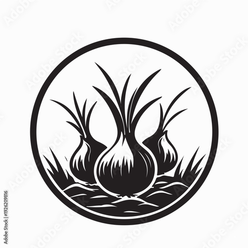 Organic Onion Agriculture Logo Design Vector On White Background